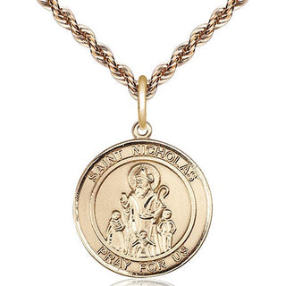 14kt Gold Filled Saint Nicholas Medal Religious Jewelry Engraved Catholic Saint Jewelry