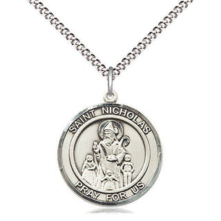 Sterling Silver Saint Nicholas Medal Religious Jewelry Engraved Catholic Saint Jewelry