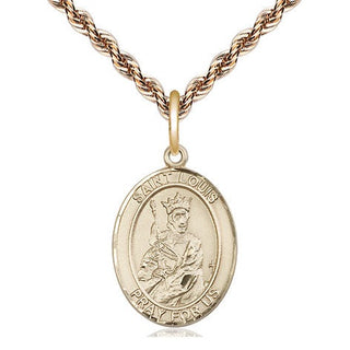 14kt Gold Filled Saint Louis Medal Religious Jewelry Engraved Catholic Saint Jewelry
