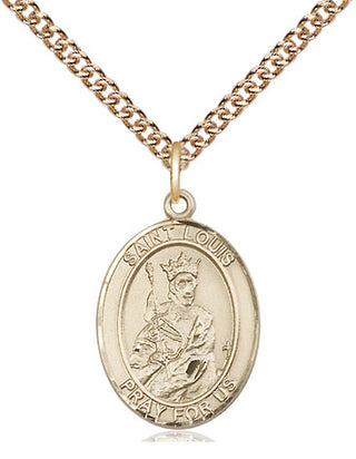 14kt Gold Saint Louis Medal Engraved Catholic Saint Jewelry