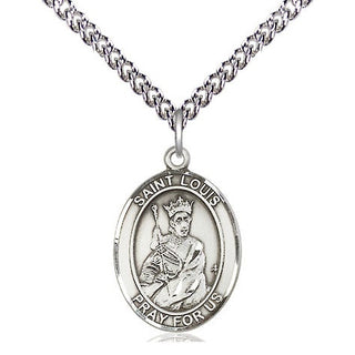 Sterling Silver Saint Louis Medal Religious Jewelry Engraved Catholic Saint Jewelry