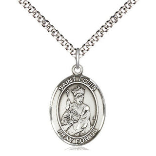 Sterling Silver Saint Louis Medal Religious Jewelry Engraved Catholic Saint Jewelry