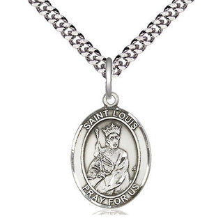 Sterling Silver Saint Louis Medal Religious Jewelry Engraved Catholic Saint Jewelry