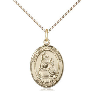 14kt Gold Our Lady of Loretto Medal Engraved Catholic Saint Jewelry