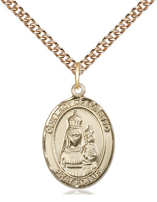 14kt Gold Our Lady of Loretto Medal Engraved Catholic Saint Jewelry