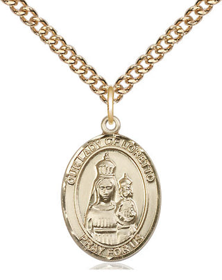 14kt Gold Our Lady of Loretto Medal Engraved Catholic Saint Jewelry