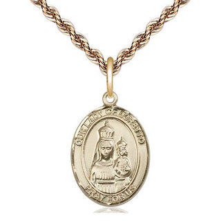 14kt Gold Our Lady of Loretto Medal Engraved Catholic Saint Jewelry