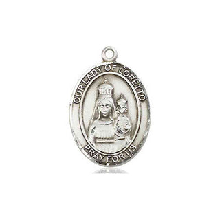 Pewter Our Lady of Loretto Medal Engraved Catholic Saint Jewelry