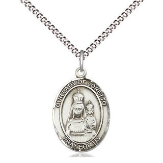 Pewter Our Lady of Loretto Medal Religious Jewelry Engraved Catholic Saint Jewelry