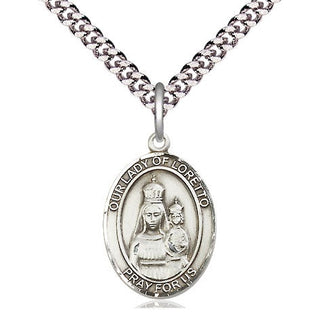 Pewter Our Lady of Loretto Medal Religious Jewelry Engraved Catholic Saint Jewelry