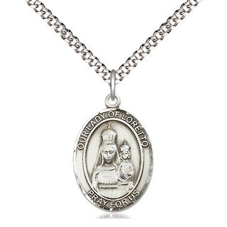 Pewter Our Lady of Loretto Medal Religious Jewelry Engraved Catholic Saint Jewelry