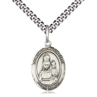 Pewter Our Lady of Loretto Medal Religious Jewelry Engraved Catholic Saint Jewelry