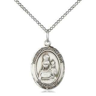 Sterling Silver Our Lady of Loretto Medal Religious Jewelry Engraved Catholic Saint Jewelry