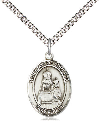 Sterling Silver Our Lady of Loretto Medal Religious Jewelry Engraved Catholic Saint Jewelry