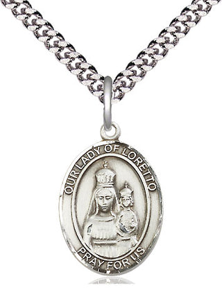 Sterling Silver Our Lady of Loretto Medal Religious Jewelry Engraved Catholic Saint Jewelry