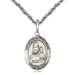 Sterling Silver Our Lady of Loretto Medal Religious Jewelry Engraved Catholic Saint Jewelry