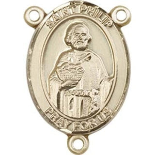 14kt Gold Saint Philip the Apostle Rosary Center Rosary Center Engraved Catholic Saint Jewelry