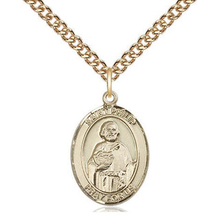 14kt Gold Saint Philip the Apostle Medal Engraved Catholic Saint Jewelry