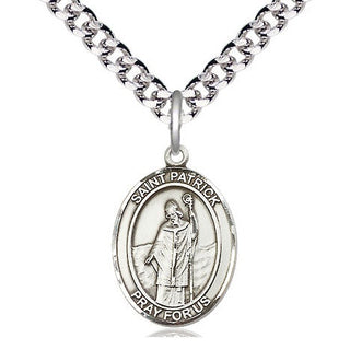 Pewter Saint Patrick Medal Religious Jewelry Engraved Catholic Saint Jewelry