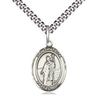 Pewter Saint Patrick Medal Religious Jewelry Engraved Catholic Saint Jewelry