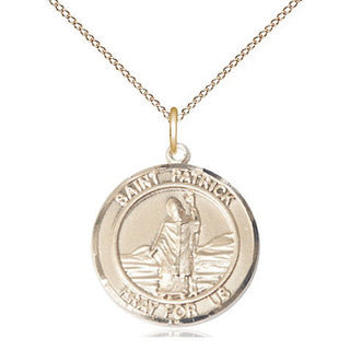 14kt Gold Filled Saint Patrick Medal Religious Jewelry Engraved Catholic Saint Jewelry