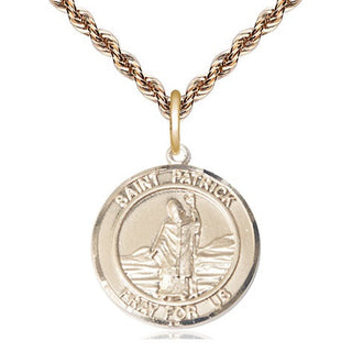 14kt Gold Filled Saint Patrick Medal Religious Jewelry Engraved Catholic Saint Jewelry