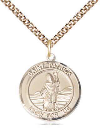 14kt Gold Saint Patrick Medal Engraved Catholic Saint Jewelry