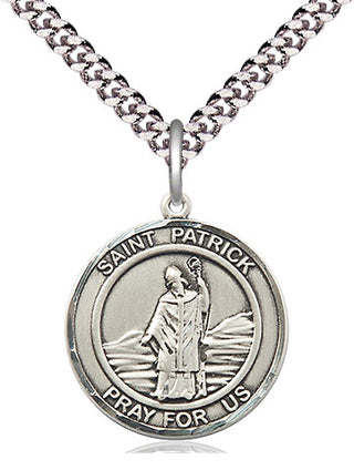 Pewter Saint Patrick Medal Religious Jewelry Engraved Catholic Saint Jewelry