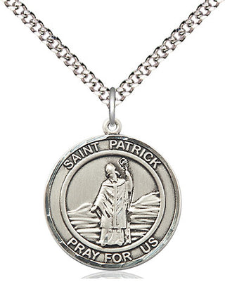 Pewter Saint Patrick Medal Religious Jewelry Engraved Catholic Saint Jewelry