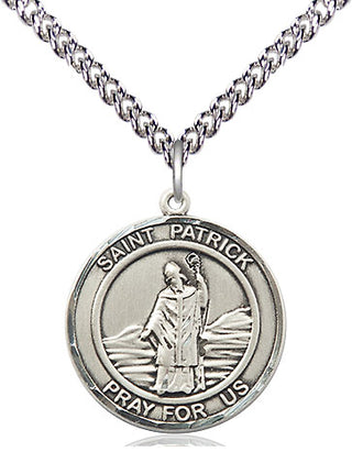 Sterling Silver Saint Patrick Medal Religious Jewelry Engraved Catholic Saint Jewelry