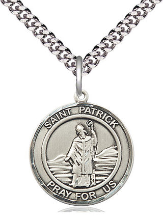 Sterling Silver Saint Patrick Medal Religious Jewelry Engraved Catholic Saint Jewelry