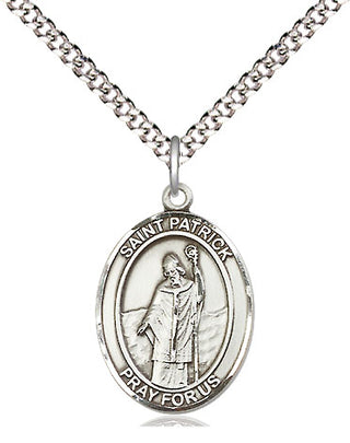 Sterling Silver Saint Patrick Medal Religious Jewelry Engraved Catholic Saint Jewelry