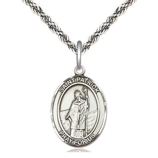 Sterling Silver Saint Patrick Medal Religious Jewelry Engraved Catholic Saint Jewelry