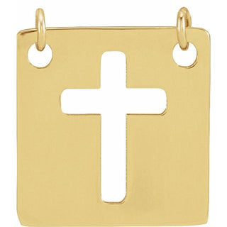 14K Yellow 12x12 mm Geometric Pierced Cross Necklace Center