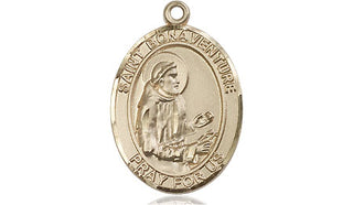 14kt Gold Saint Bonaventure Medal Engraved Catholic Saint Jewelry
