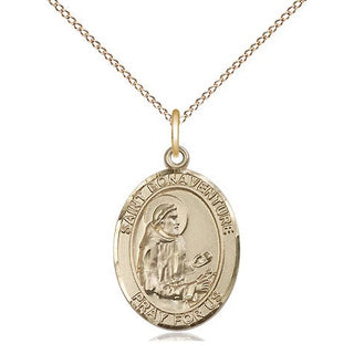 14kt Gold Saint Bonaventure Medal Engraved Catholic Saint Jewelry