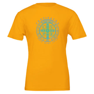 St. Benedict Medal Teal Gradient T-Shirt - view 5