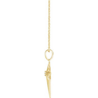 14K Yellow .03 CT Natural Diamond Star Cross 16-18" Necklace