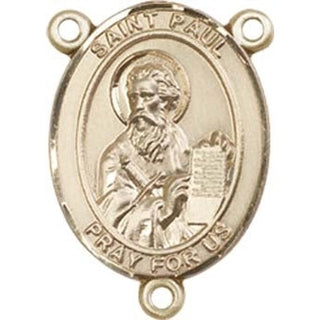14kt Gold Saint Paul the Apostle Rosary Center Rosary Center Engraved Catholic Saint Jewelry