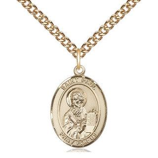 14kt Gold Saint Paul the Apostle Medal Engraved Catholic Saint Jewelry