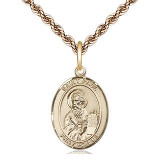 14kt Gold Saint Paul the Apostle Medal Engraved Catholic Saint Jewelry