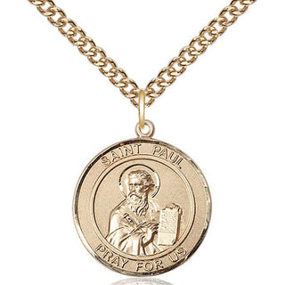 14kt Gold Saint Paul the Apostle Medal Engraved Catholic Saint Jewelry