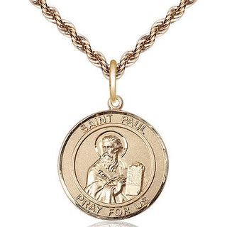 14kt Gold Saint Paul the Apostle Medal Engraved Catholic Saint Jewelry