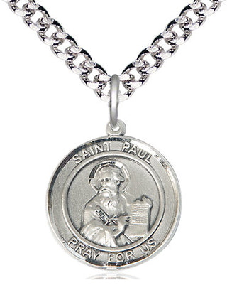 Pewter Saint Paul the Apostle Medal Religious Jewelry Engraved Catholic Saint Jewelry