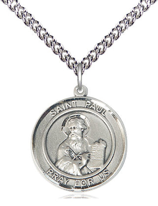 Sterling Silver Saint Paul the Apostle Medal Religious Jewelry Engraved Catholic Saint Jewelry