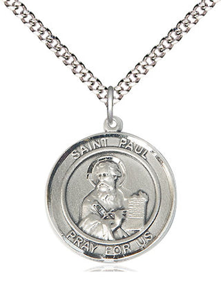 Sterling Silver Saint Paul the Apostle Medal Religious Jewelry Engraved Catholic Saint Jewelry