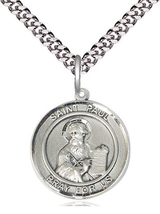 Sterling Silver Saint Paul the Apostle Medal Religious Jewelry Engraved Catholic Saint Jewelry