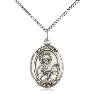 Sterling Silver Saint Paul the Apostle Medal Religious Jewelry Engraved Catholic Saint Jewelry