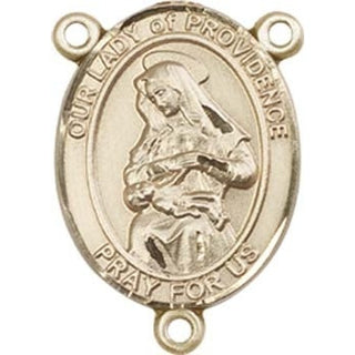 14kt Gold Filled Our Lady of Providence Rosary Center Rosary Center Engraved Catholic Saint Jewelry