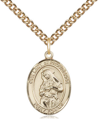 14kt Gold Our Lady of Providence Medal Engraved Catholic Saint Jewelry